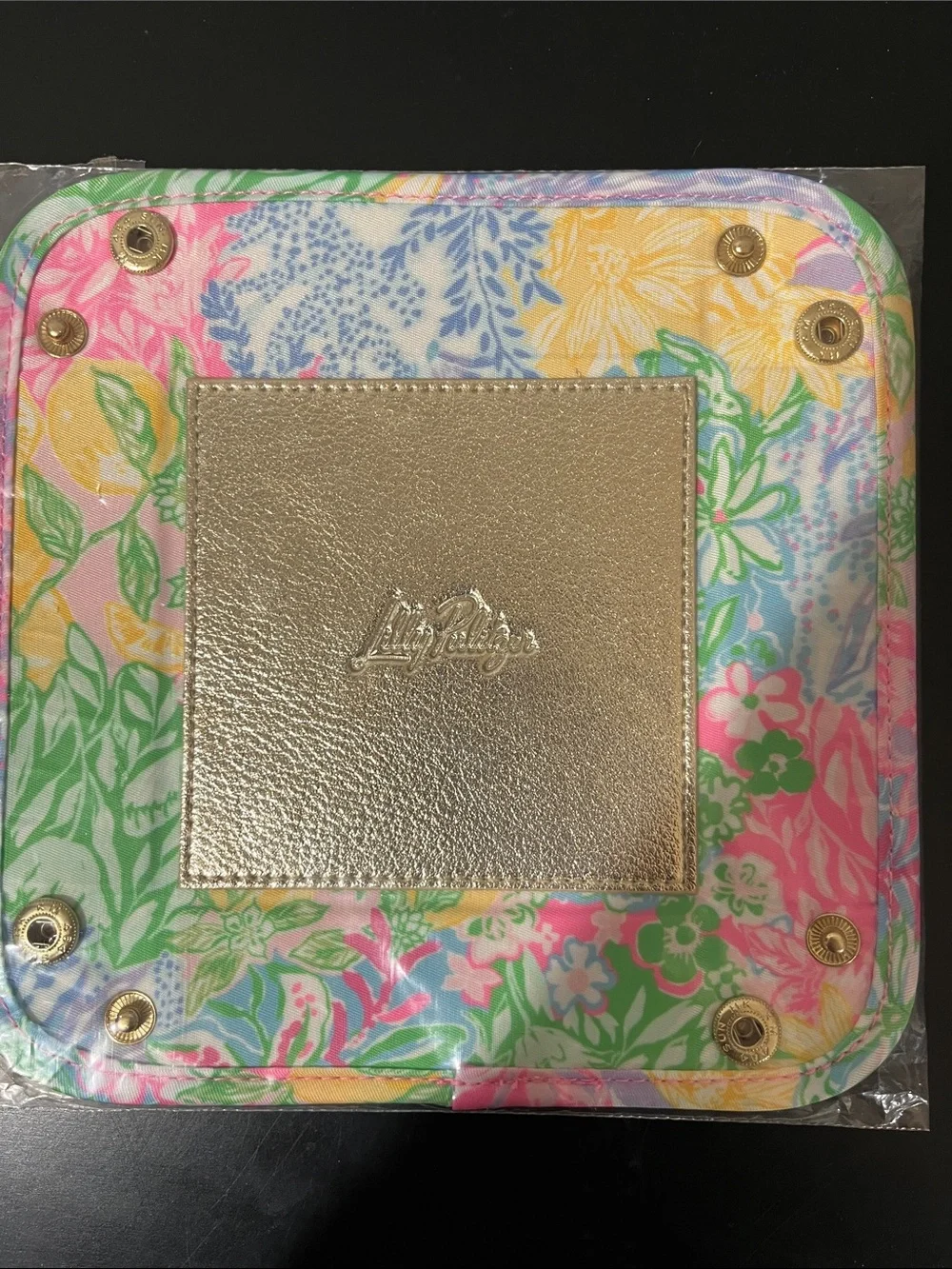 Lilly Pulitzer Floral Multicolor Foldable Tray with Gold Center